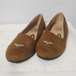 Tog Shop brand loafers with a cat design.